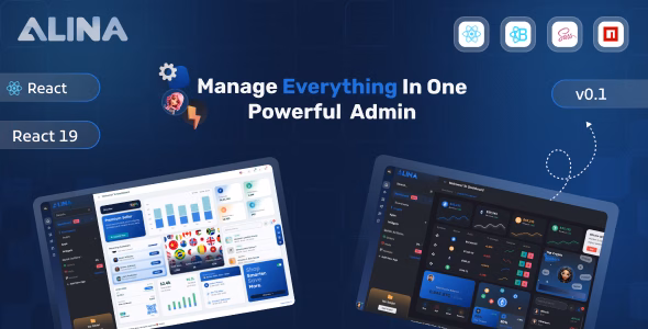 Alina React 19 + Typescript Admin Dashboard Template WordPress theme
