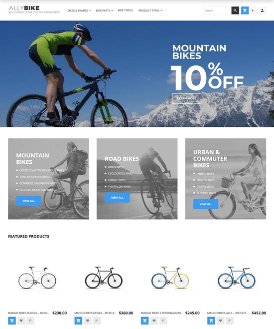 allybike free sports magento theme