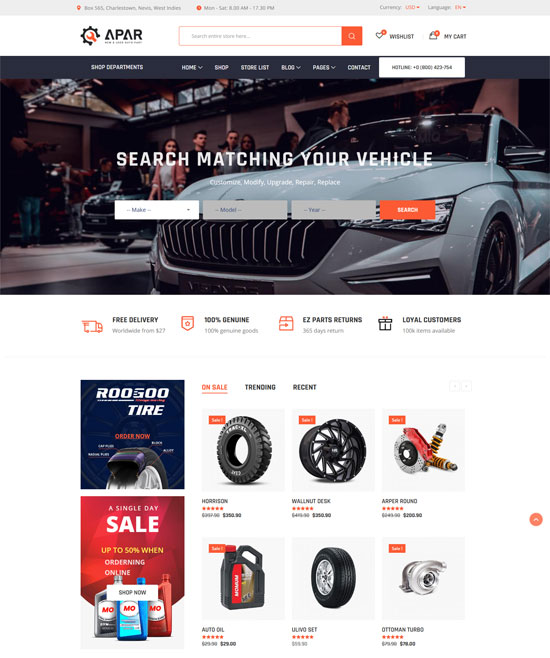 apar auto parts wordpress shop theme