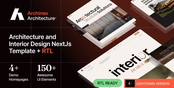 Archinex - Modern Architecture & Interior Design React NextJs Template WordPress theme