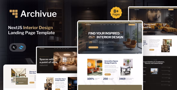 Archivue - NextJS Interior Design Landing Page Template WordPress theme