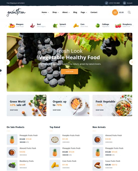 at galvatron foods prestashop theme for restaurant