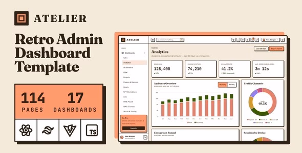 Atelier | Retro Style Admin & Dashboard Template WordPress theme