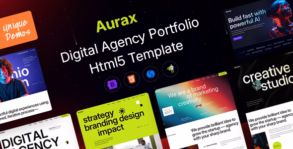 Aurax - Digital Agency Portfolio HTML Template WordPress theme