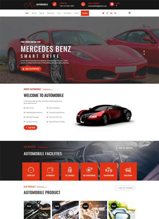 Download free car dealership WordPress theme