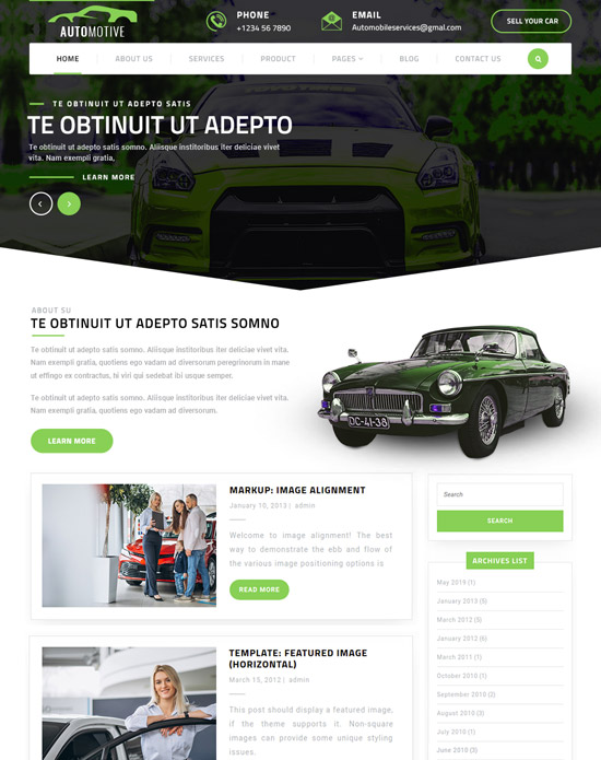 Free WordPress theme for car dealerships