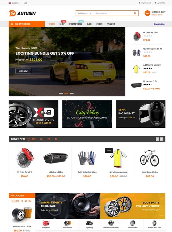autusin auto parts wordpress woocommerce theme