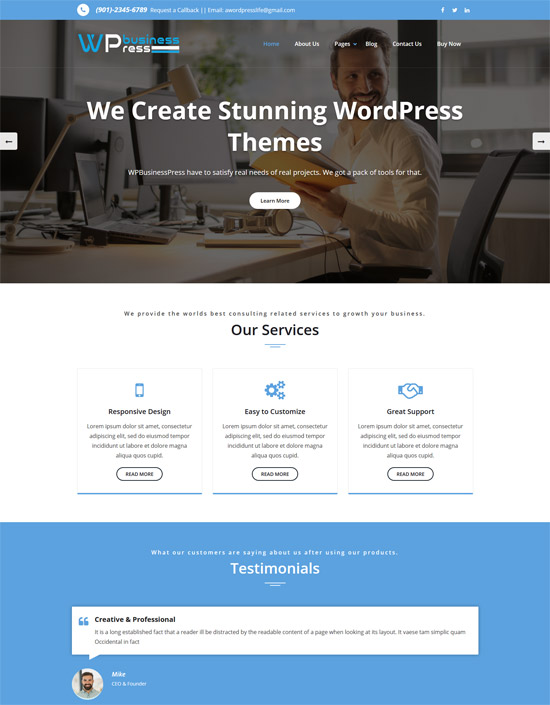 Free drag-and-drop WordPress themes for business