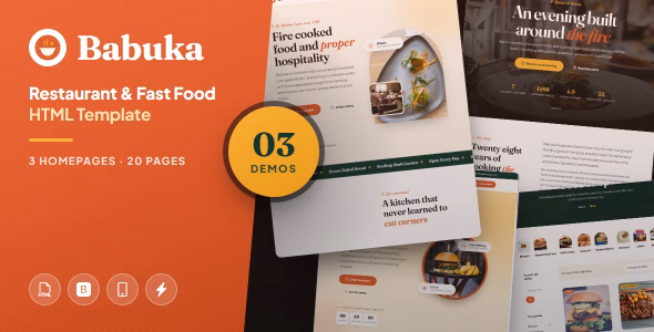 Babuka - Restaurant & Fast Food HTML Template WordPress theme