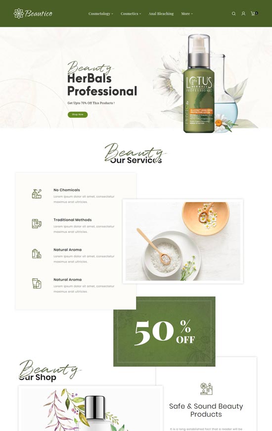 beautico beauty store opencart theme