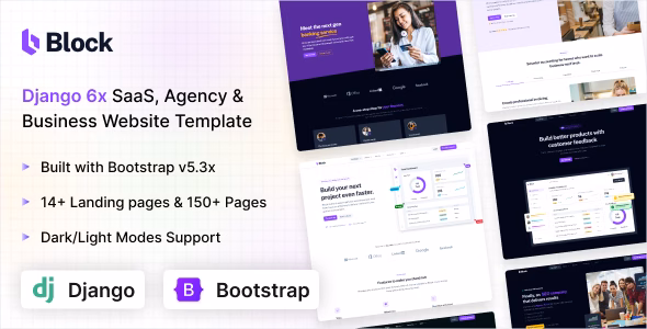 Block - SaaS, Agency & Business Django Website Template - WordPress Theme Preview