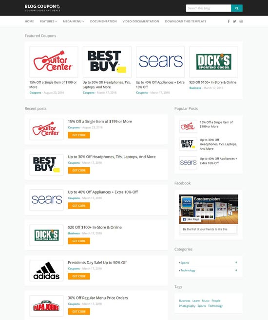 blog coupon blogger template