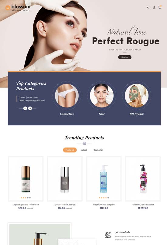 blossom beauty cosmetics opencart theme