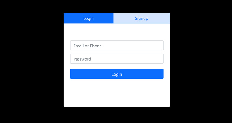 bootstrap simple tabbed login register form