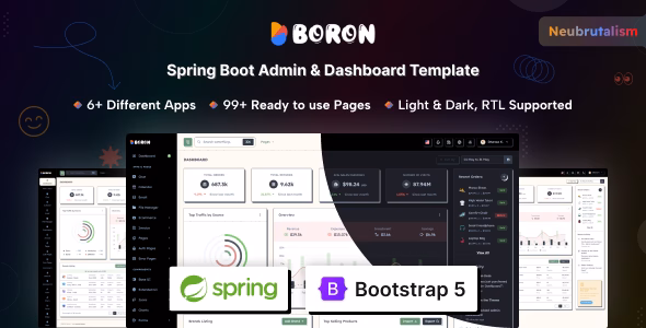 Boron - Spring Boot Admin & Dashboard Template WordPress theme