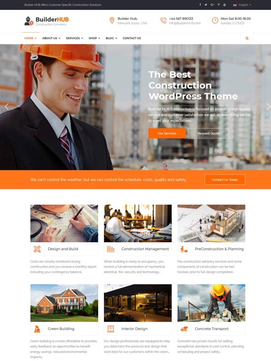 builder hub construction joomla template