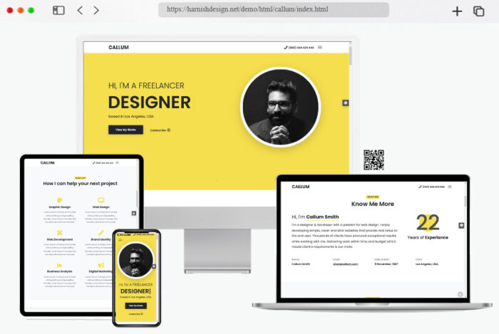 callum freelancer personal website template