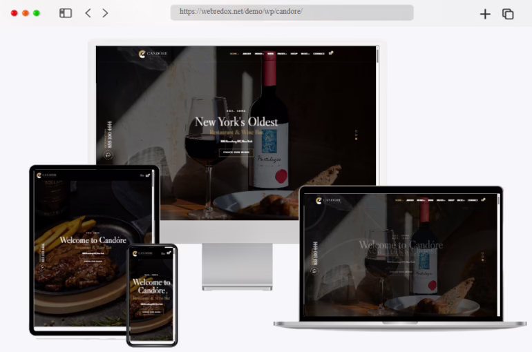 candore wine bar wordpress theme