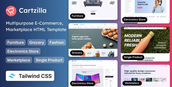 Cartzilla - Multipurpose E-Commerce Tailwind CSS HTML Template WordPress theme