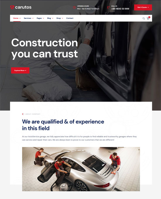 carutos car repair services auto parts woocommerce wordpress theme
