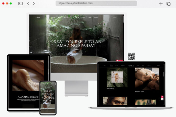 Screenshot of the Chea WordPress theme design for spa, massage spots, and beauty & wellness sites
