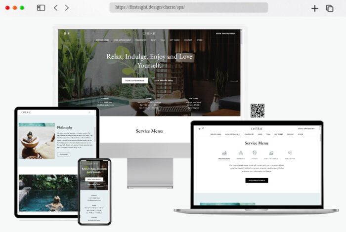 Screenshot of the Chérie WordPress theme design for beauty, wellness, and spa firms
