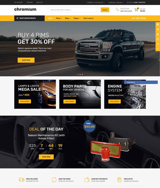 chromium car accessories opencart theme