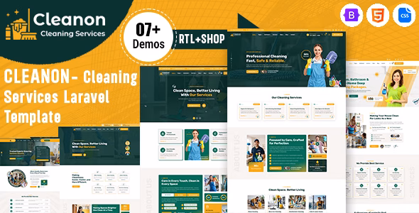 Cleanon - Cleaning Services Laravel Template WordPress theme
