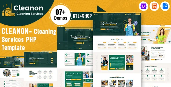 Cleanon - Cleaning Services PHP Template WordPress theme