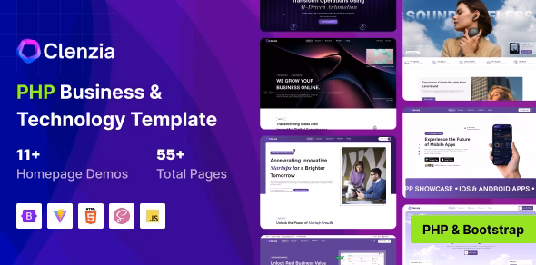 Clenzia - Business & Technology PHP Template WordPress theme