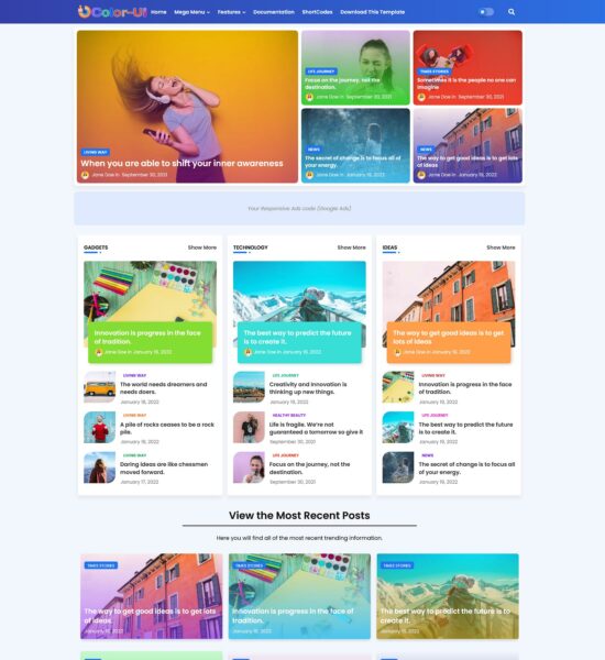 colorui SEO-optimized Blogger templates