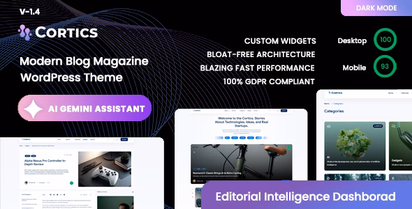Cortics - Modern Thematic Blog & Magazine WordPress Theme WordPress theme