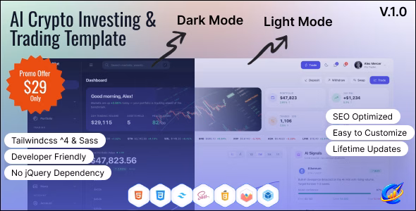 CryptoPilot – AI Crypto Investing & Trading Dashboard HTML Template WordPress theme