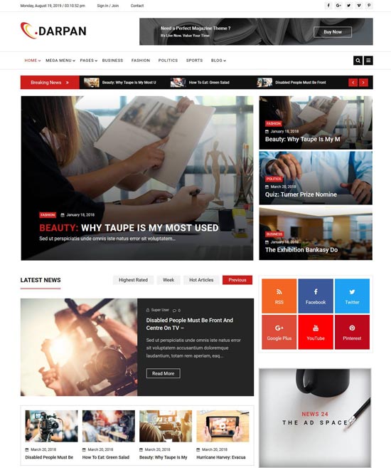 darpan magazine joomla template