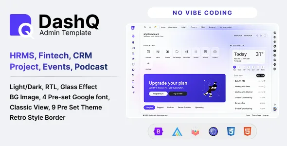 DashQ - Bootstrap HTML Admin Dashboard Template WordPress theme