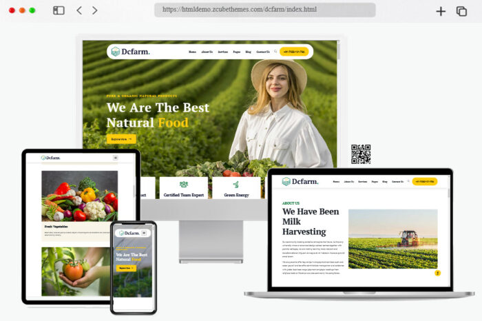 dcfarm agriculture and dairy farm html template
