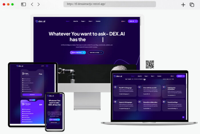 dex ai ai writer copywriting react template