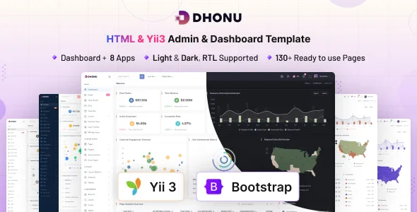 Dhonu - HTML & Yii 3 Minimal Admin & Dashboard Template WordPress theme