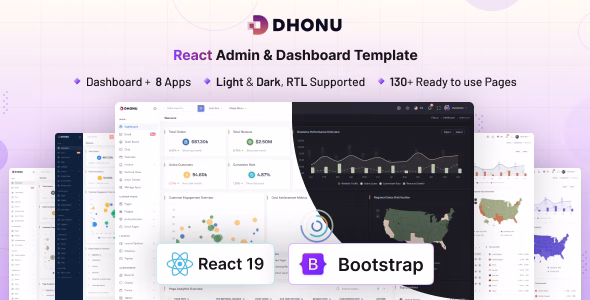 Dhonu - React Admin & Dashboard Template WordPress theme