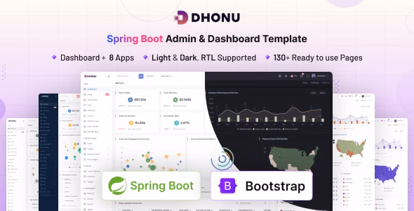 Dhonu - Spring Boot Admin & Dashboard Template WordPress theme