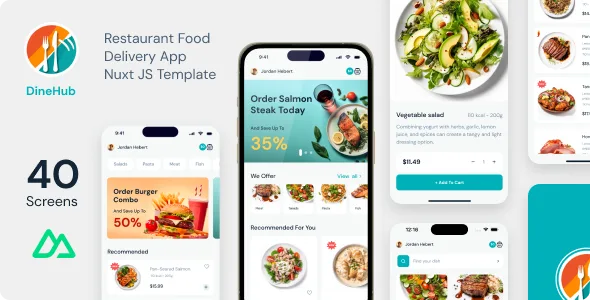 DineHub – Restaurant & Food Delivery Nuxt JS Template WordPress theme