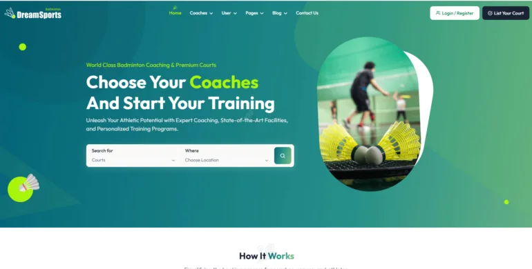 dream sports booking website template scaled