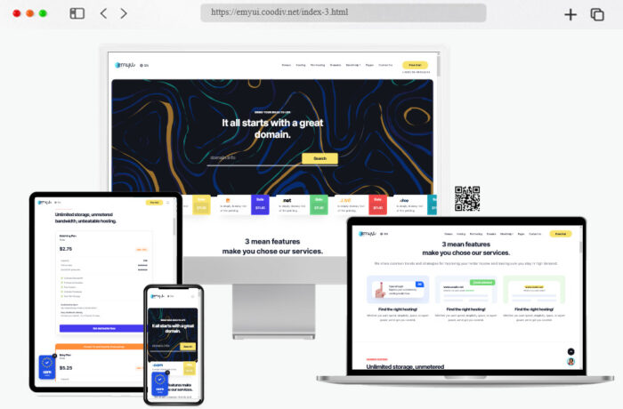 emyui managed hosting for website template
