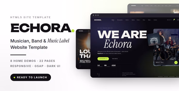 Echora - Music Band, Musician & DJ HTML Template WordPress theme