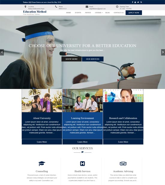 education method free wordpress themes