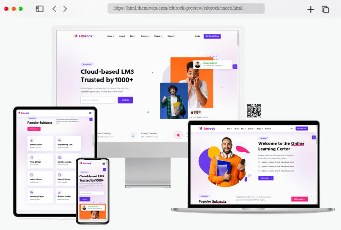 edurock online learning website template