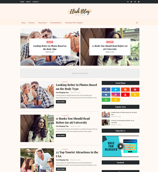 eliah Cross-browser compatible Blogger templates