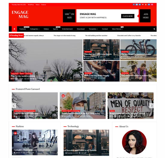 engage mag free wordpress magazine theme
