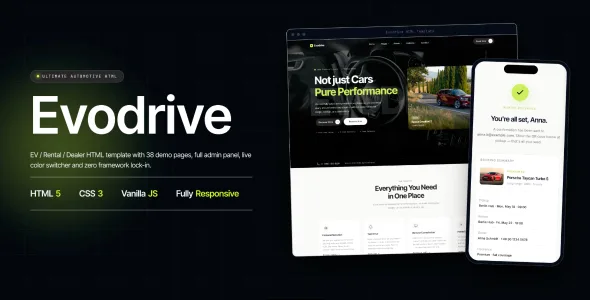 Evodrive — Electric Car Rental & EV Dealer HTML Template WordPress theme