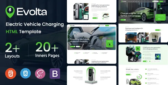 Evolta - Electric Vehicle Charging Station HTML Template WordPress theme